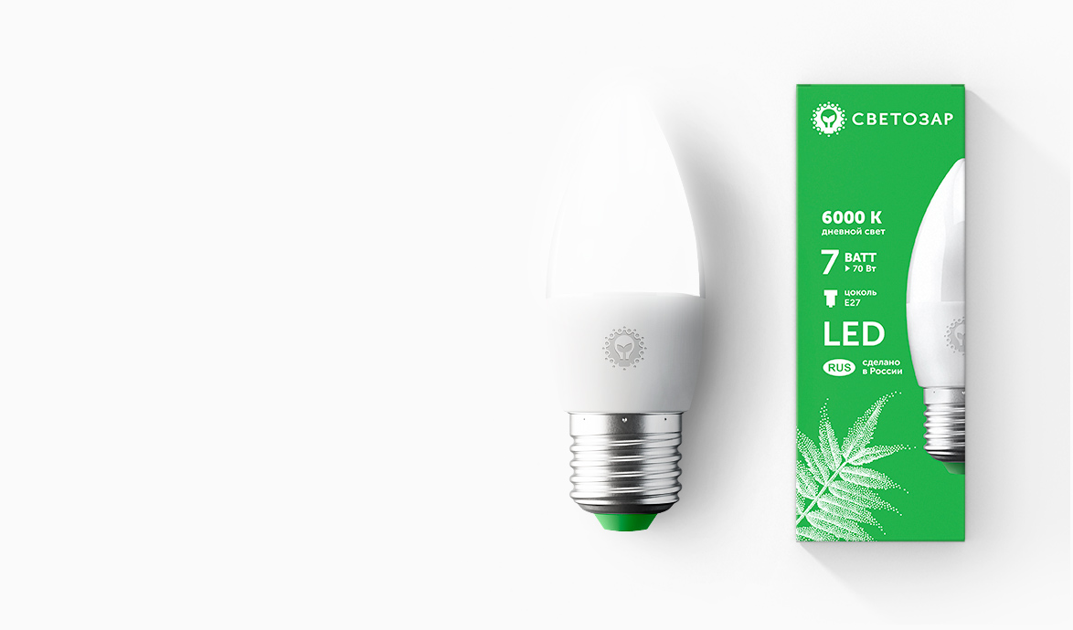 Лампа светодиодная ЭКО E27 свеча 7Вт, Дневной свет Светозар